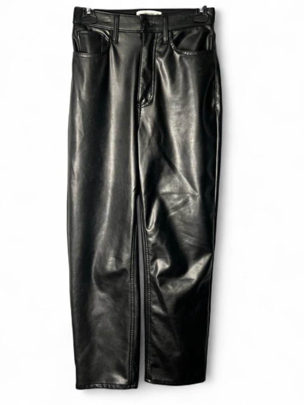 Abercrombie Black Vegan Leather 90s Y2K Straight Pants - Size 25
